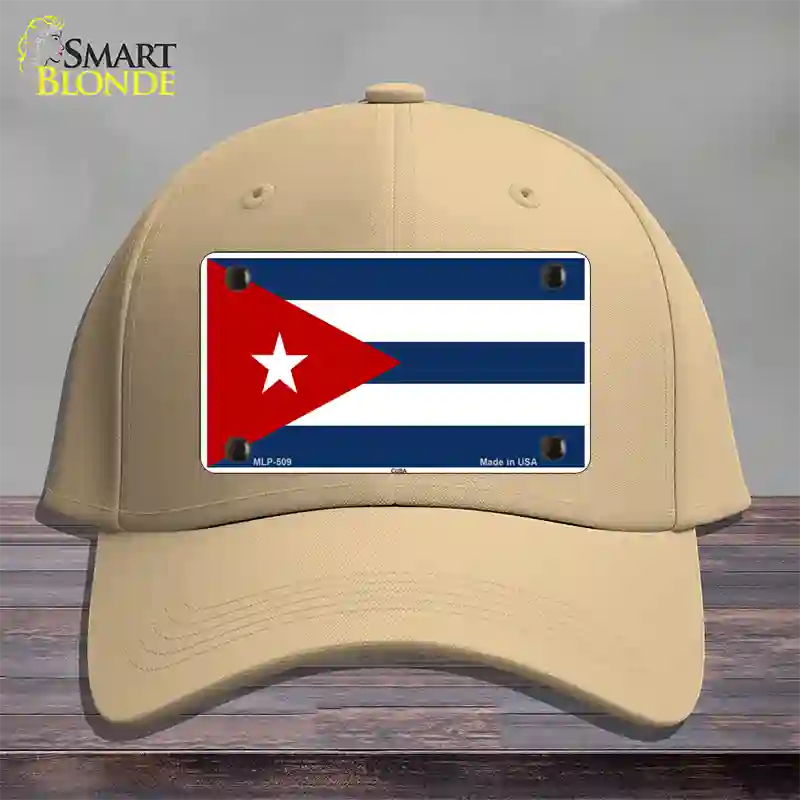 Cuba Flag Novelty License Plate Hat Cotton / Khaki