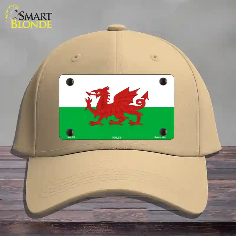 Wales Flag Novelty License Plate Hat Cotton / Khaki