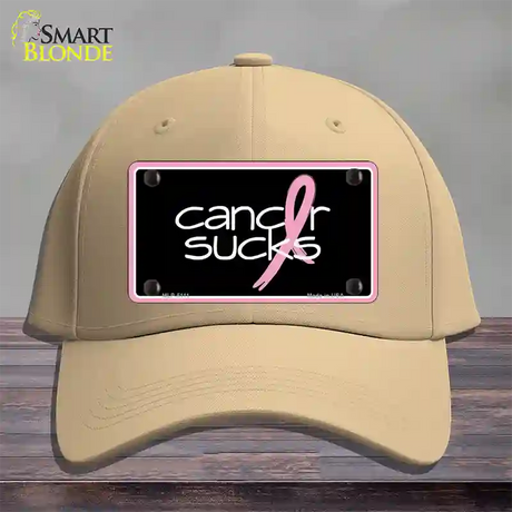 Cancer Sucks Novelty License Plate Hat Cotton / Khaki