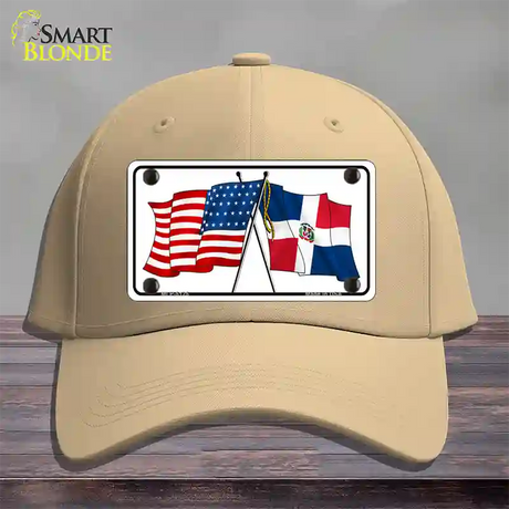 United States Dominican Republic Crossed Flags Novelty License Plate Hat Sign Cotton / Khaki