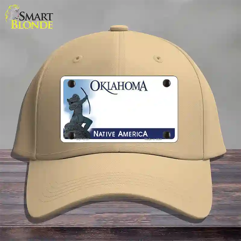 Oklahoma Native America State Blank Novelty License Plate Hat Cotton / Khaki