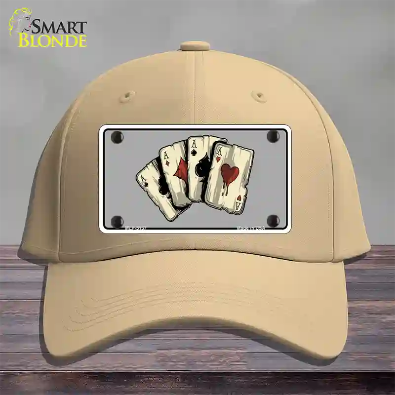 Four Aces Cards Novelty License Plate Hat Cotton / Khaki