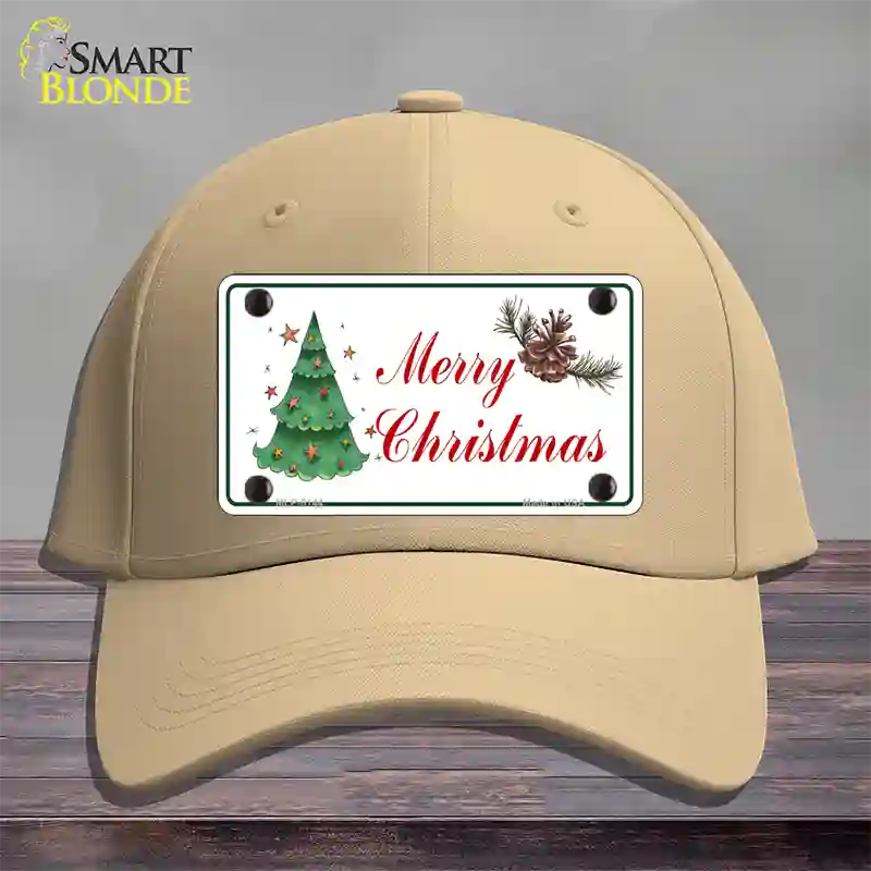 Merry Christmas Tree Novelty License Plate Hat Cotton / Khaki