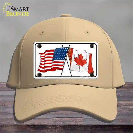 United States Canadian Flag Novelty License Plate Hat Cotton / Khaki