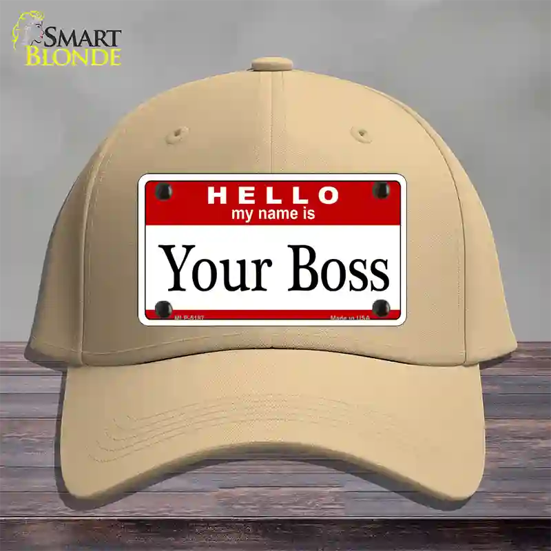 Your Boss Novelty License Plate Hat Cotton / Khaki