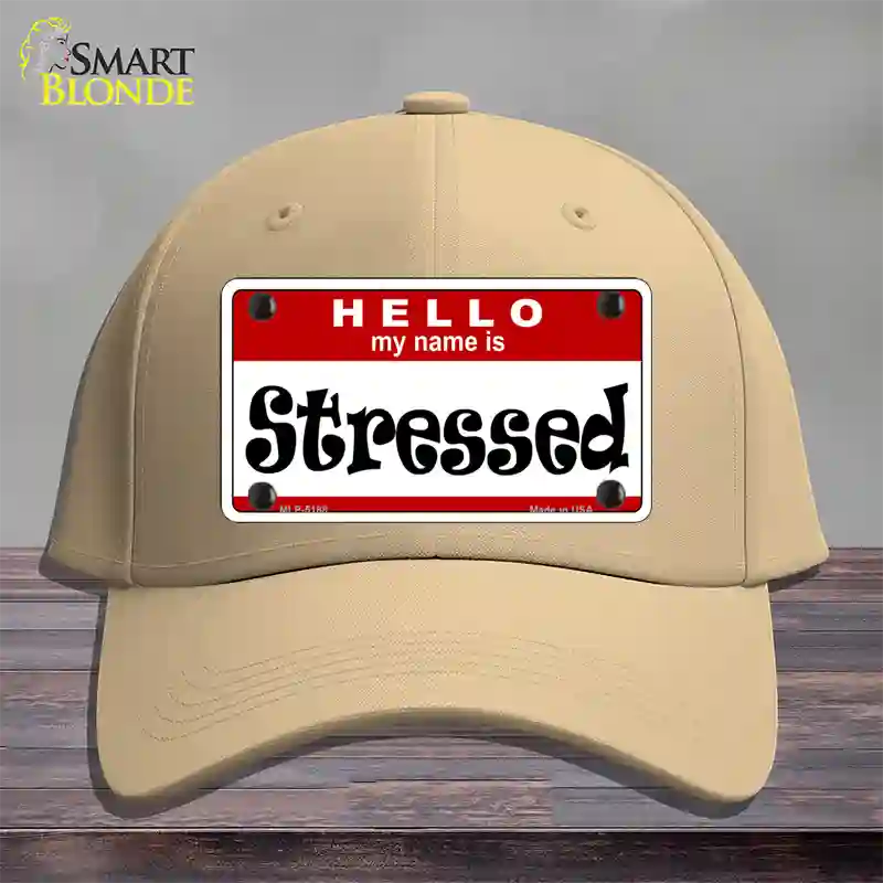 Stressed Novelty License Plate Hat Cotton / Khaki