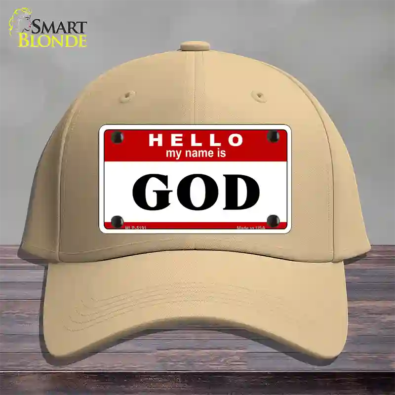 Name Is God Novelty License Plate Hat Cotton / Khaki