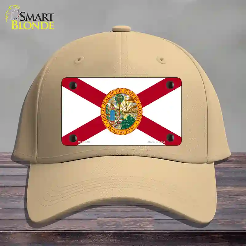 Florida State Flag Novelty License Plate Hat Cotton / Khaki