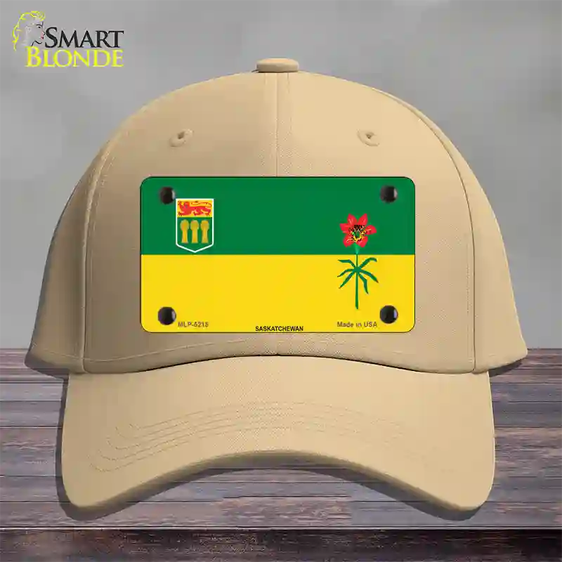 Saskatchewan Flag Novelty License Plate Hat Cotton / Khaki