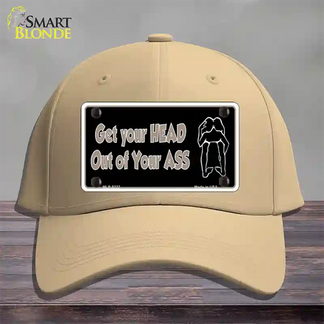 Head Out of Your Ass Novelty License Plate Hat Cotton / Khaki