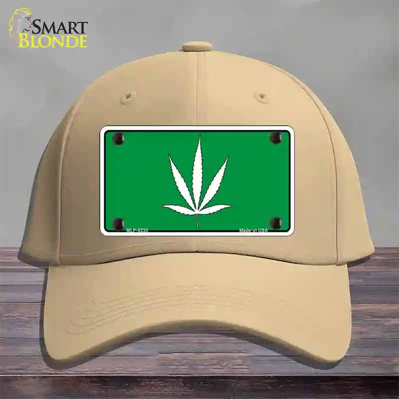 Marijuana Leaf Novelty License Plate Hat Cotton / Khaki