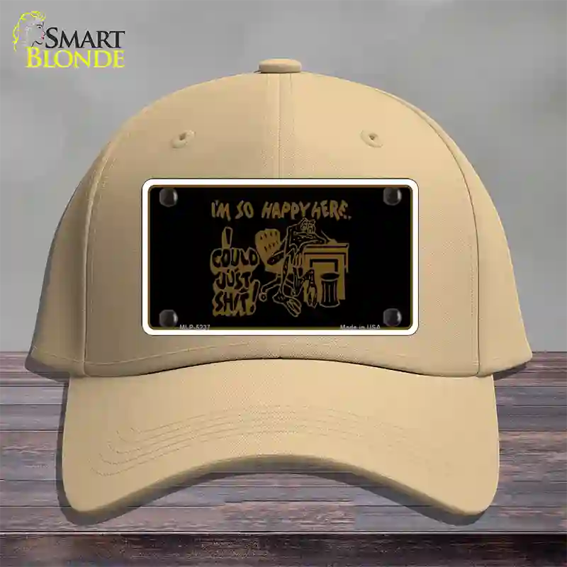 Im So Happy Here Novelty License Plate Hat Cotton / Khaki