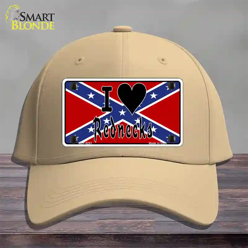 I Love Rednecks Novelty License Plate Hat Cotton / Khaki