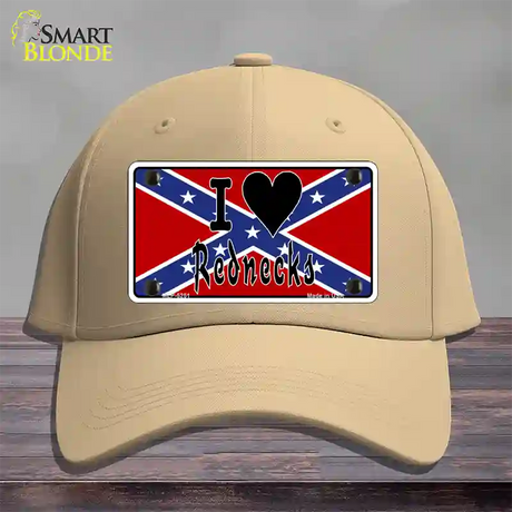 I Love Rednecks Novelty License Plate Hat Cotton / Khaki