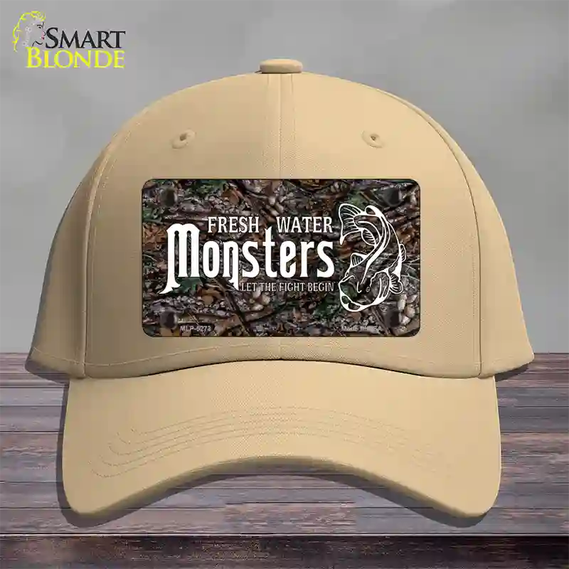 Fresh Water Monsters Novelty License Plate Hat Cotton / Khaki