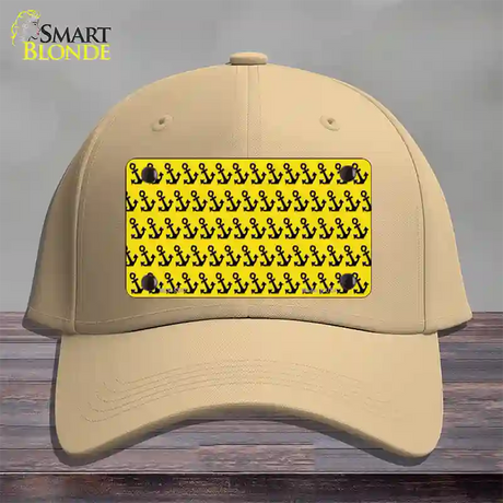 Yellow Black Anchor Novelty License Plate Hat Cotton / Khaki