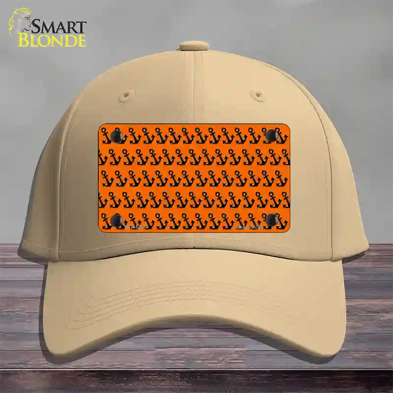 Orange Black Anchor Novelty License Plate Hat Cotton / Khaki