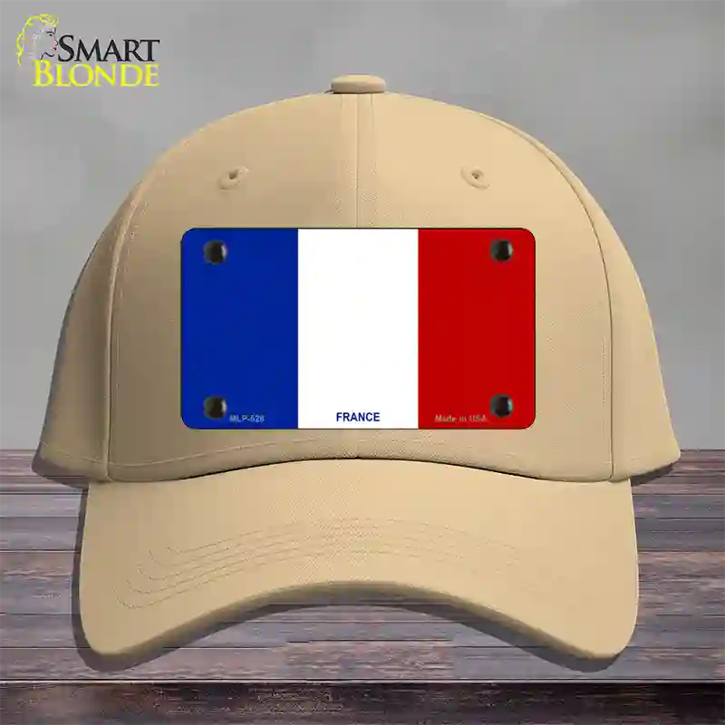 France Flag Novelty License Plate Hat Cotton / Khaki