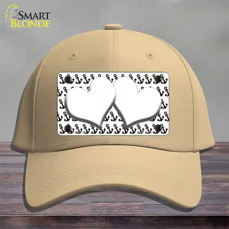 White Black Anchor White Heart Center Novelty License Plate Hat Cotton / Khaki