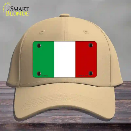 Italy Flag Novelty License Plate Hat Cotton / Khaki