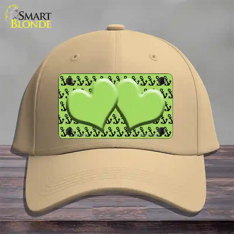 Lime Green Black Anchor Lime Green Heart Center Novelty License Plate Hat Cotton / Khaki