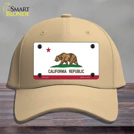 California State Flag Novelty License Plate Hat Cotton / Khaki