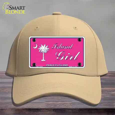 Island Girl Pink Novelty License Plate Hat Cotton / Khaki