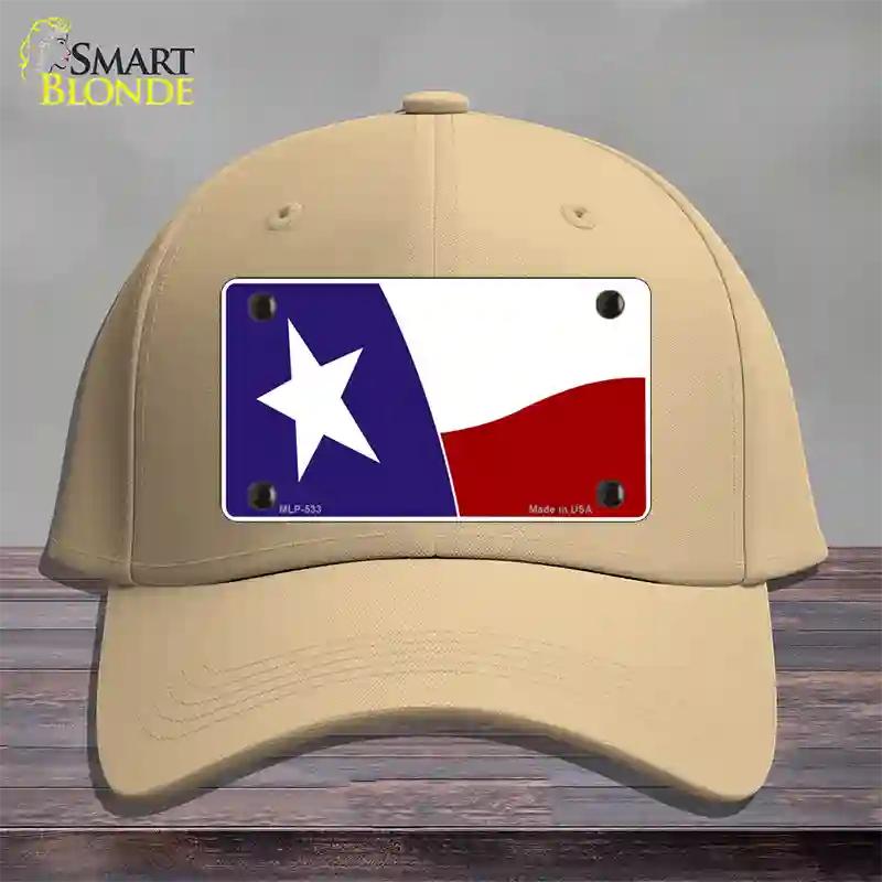 Texas State Flag Waving Novelty License Plate Hat Cotton / Khaki