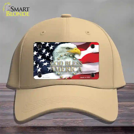 God Bless America Eagle Novelty License Plate Hat Cotton / Khaki