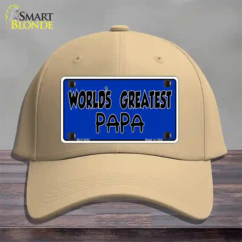 Worlds Greatest PaPa Novelty License Plate Hat Cotton / Khaki