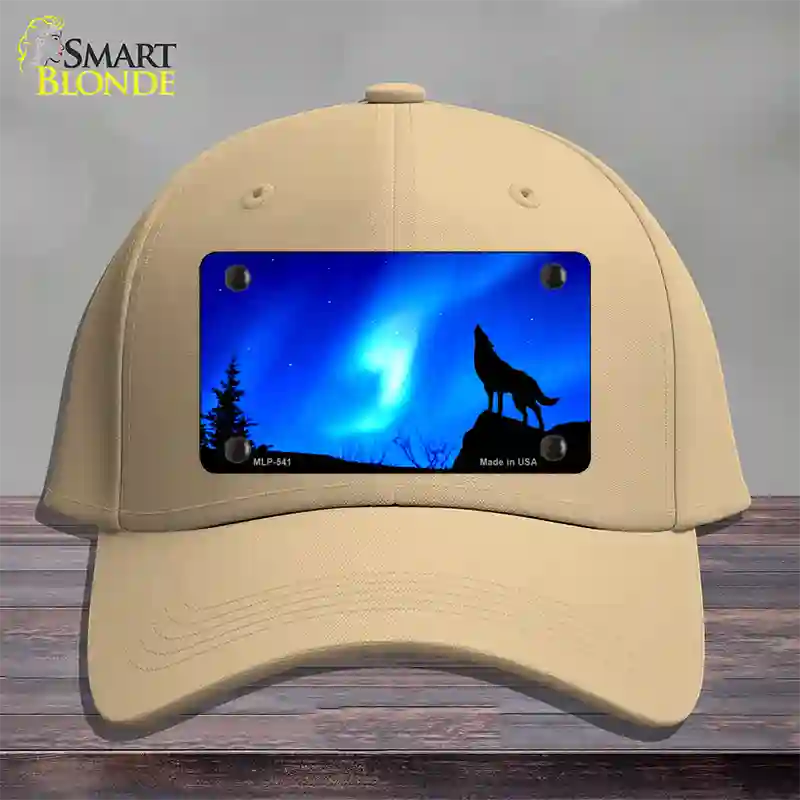 Wolf Howling Novelty License Plate Hat Cotton / Khaki