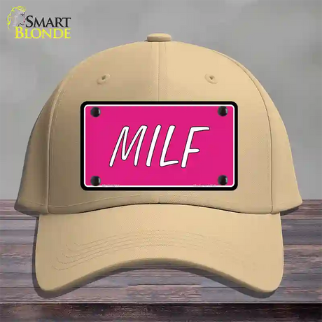 M.I.L.F Pink Novelty License Plate Hat Cotton / Khaki