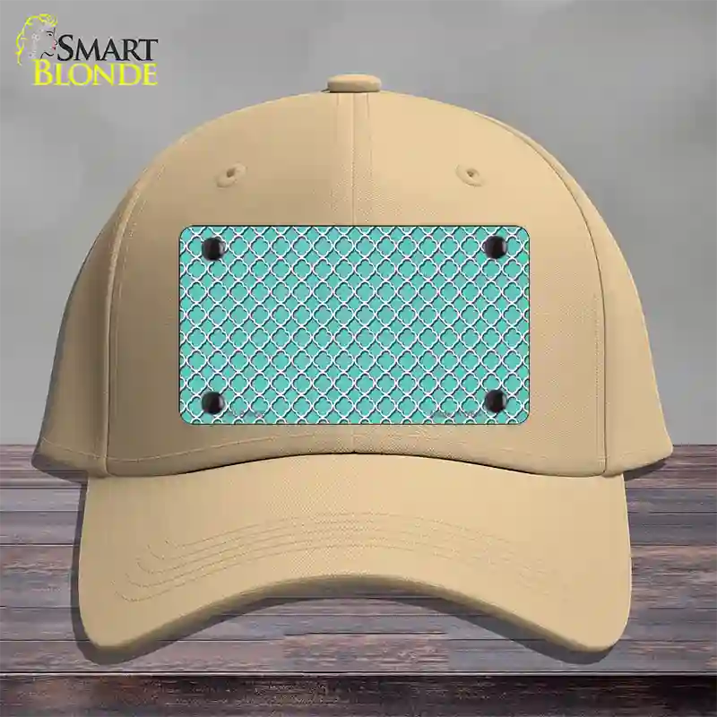 Tiffany Blue White Quatrefoil Novelty License Plate Hat Cotton / Khaki