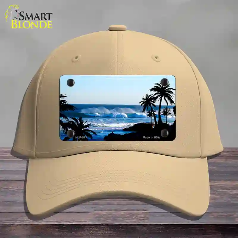 Ocean Wave Novelty License Plate Hat Cotton / Khaki