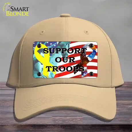 Support Our Troops Ribbon Novelty License Plate Hat Cotton / Khaki