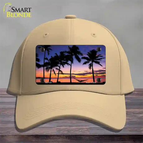 Sunset Hammock Novelty License Plate Hat Cotton / Khaki