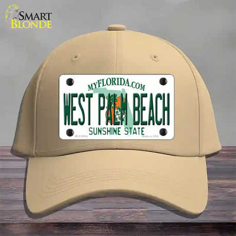 West Palm Beach Florida Novelty License Plate Hat Cotton / Khaki