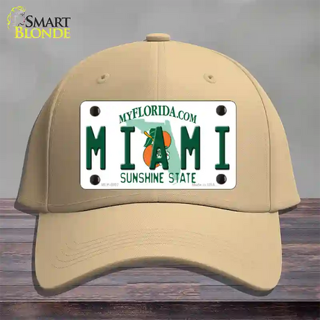 Miami Florida Novelty License Plate Hat Cotton / Khaki