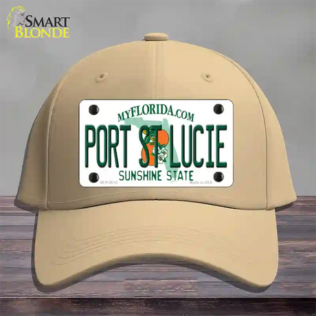 Port St Lucie Florida Novelty License Plate Hat Cotton / Khaki