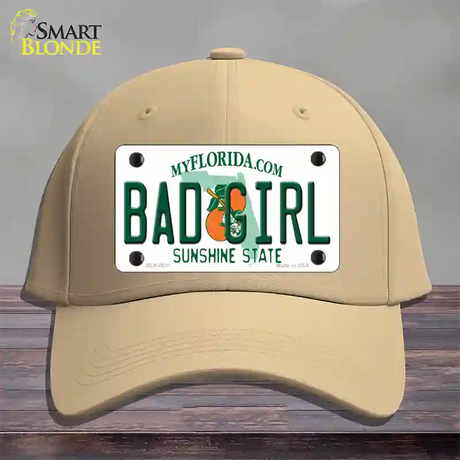 Bad Girl Florida Novelty License Plate Hat Cotton / Khaki