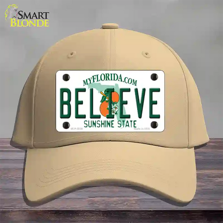 Believe Florida Novelty License Plate Hat Cotton / Khaki