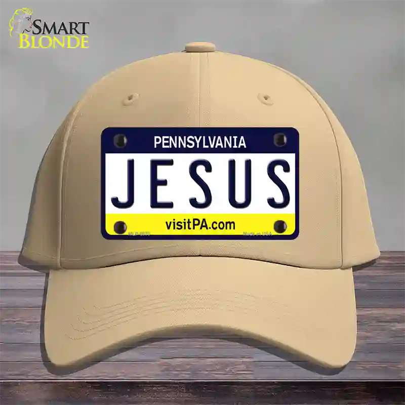 Jesus Pennsylvania State Novelty License Plate Hat Cotton / Khaki