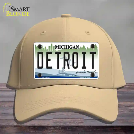 Detroit Michigan Novelty License Plate Hat Cotton / Khaki