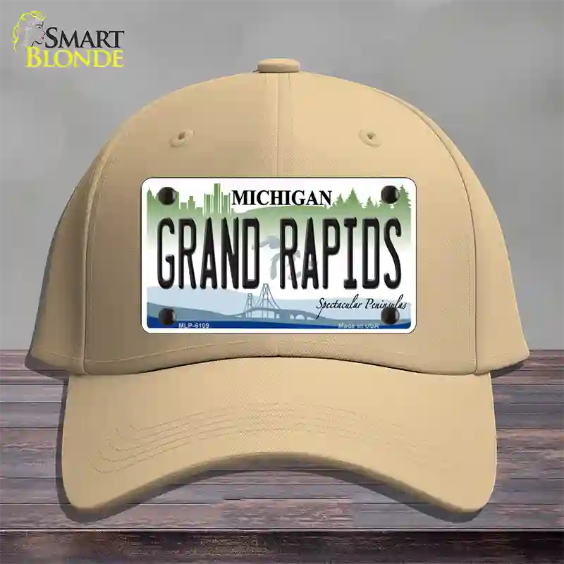 Grand Rapids Michigan Novelty License Plate Hat Cotton / Khaki