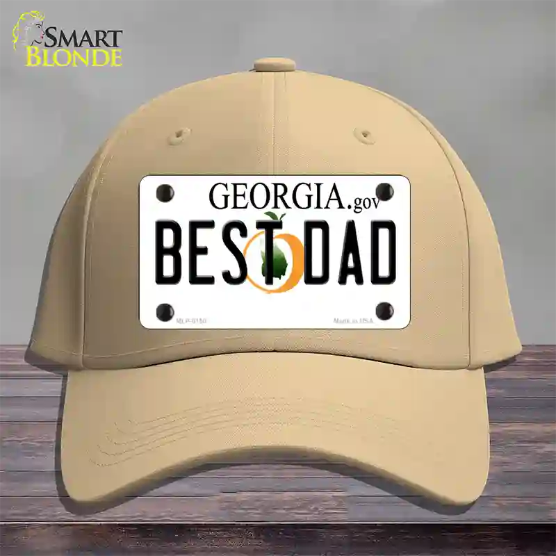 Best Dad Georgia Novelty License Plate Hat Cotton / Khaki