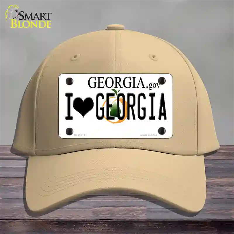 I Love Georgia Novelty License Plate Hat Cotton / Khaki