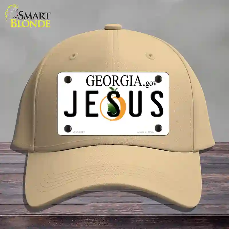 Jesus Georgia Novelty License Plate Hat Cotton / Khaki