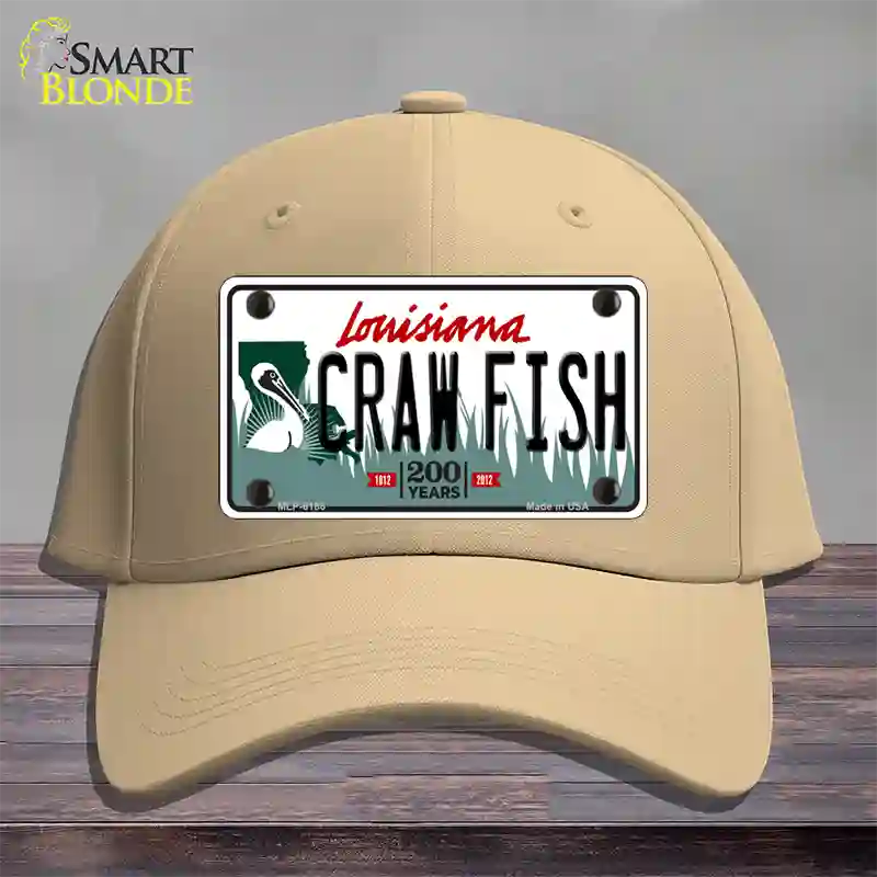 Craw Fish Louisiana Novelty License Plate Hat Cotton / Khaki