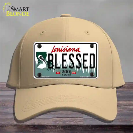 Blessed Louisiana Novelty License Plate Hat Cotton / Khaki