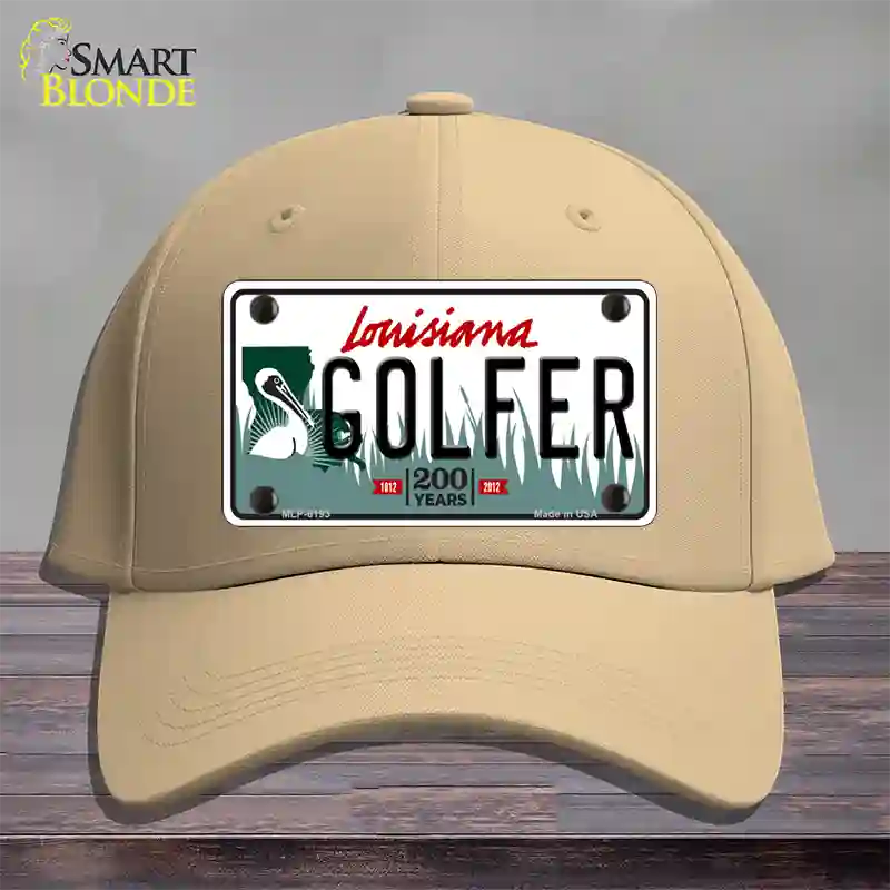 Golfer Louisiana Novelty License Plate Hat Cotton / Khaki